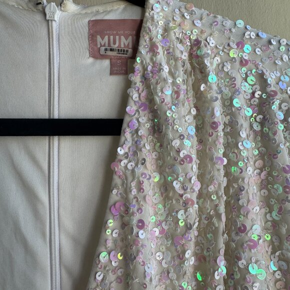 Show Me Your Mumu Kidman Mini Dress – White Sprinkle Sequins (Small) - Picture 3 of 5